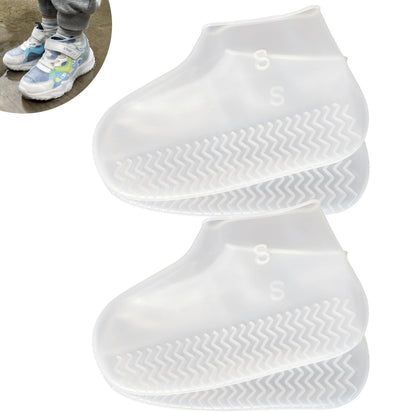 Waterproof Shoe Covers 2 Pairs, Non-Slip Reusable for Rain - Clear, L