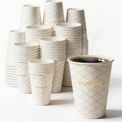 MOUMOULIFE Disposable Paper Coffee Cups 12 oz 300 Count Hot Paper Cups