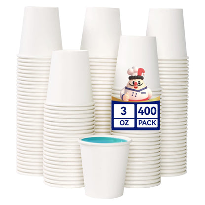 JOLLY CHEF 8 oz Paper Coffee Cups, White Beverages 400 Pack Drinking Cups
