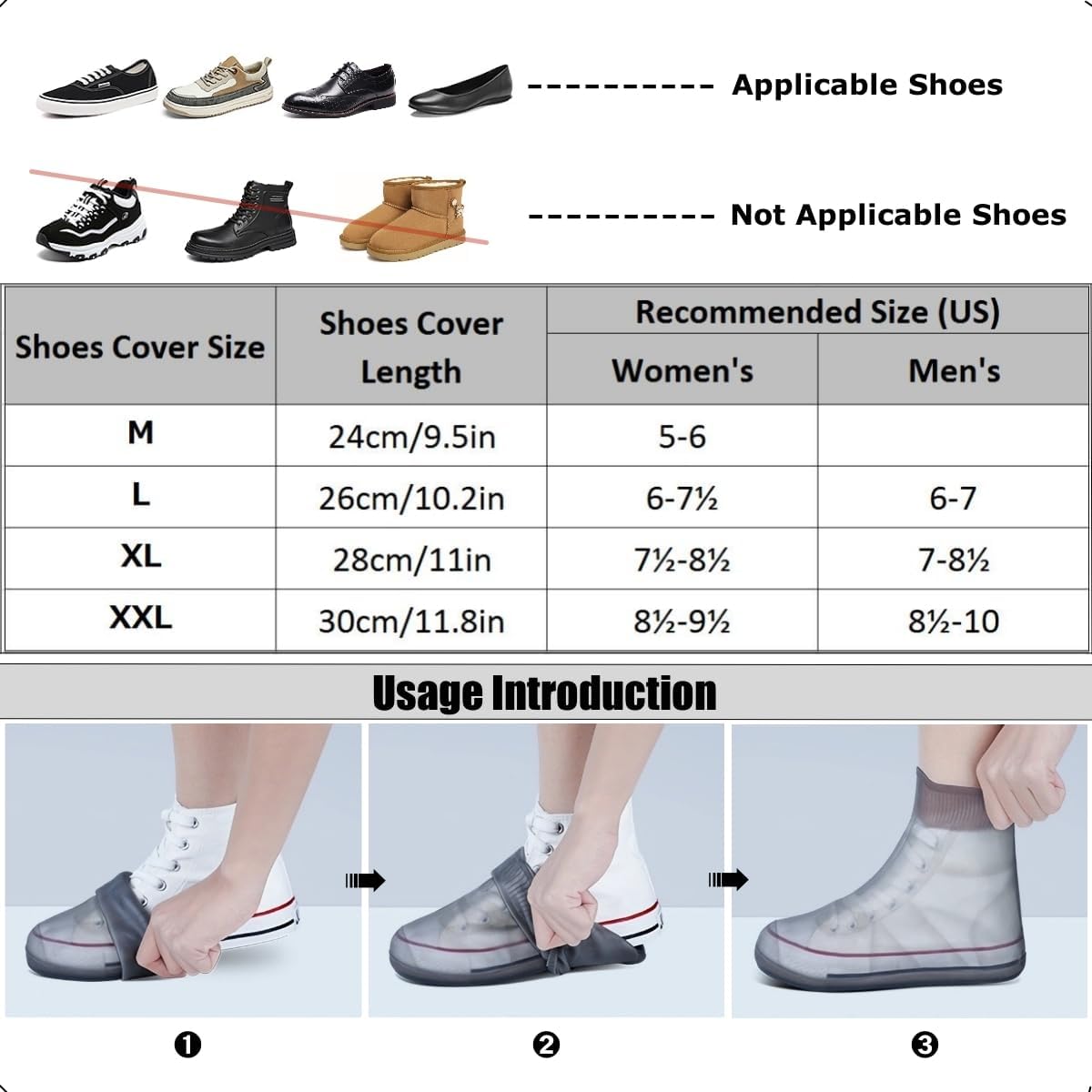 Waterproof Shoe Covers, Reusable Shoe Covers Non-Slip Shoes Boots for Outdoor Cycling Camping Fishing Travel