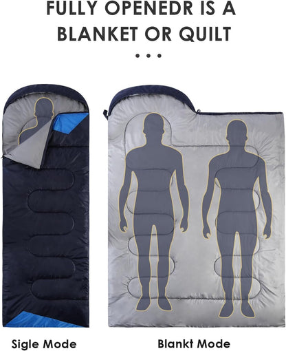 Sleeping Bags for Adults Backpacking Lightweight Waterproof- Cold Weather Sleeping Bag for Girls Boys Mens for Warm Camping Hiking Outdoor Travel Hunting with Compression Bags