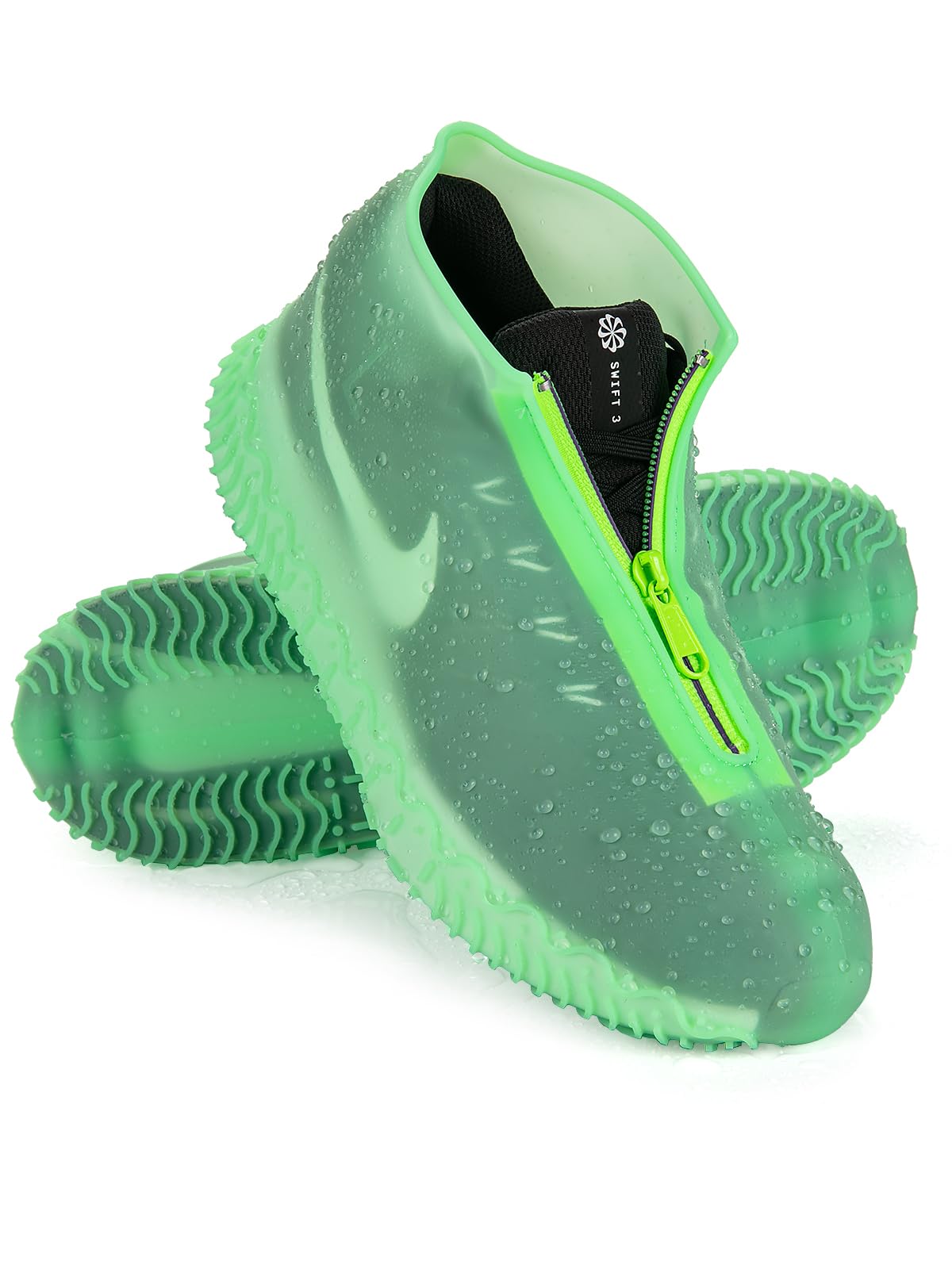 Zbyoujer Waterproof Rain Shoe Covers, Silicone Overshoes with Zipper Non-slip Galoshes for Men and Women
