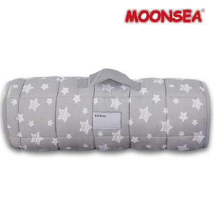 Moonsea Toddler Nap Mat with Pillow and Fleece Minky Blanket Grey