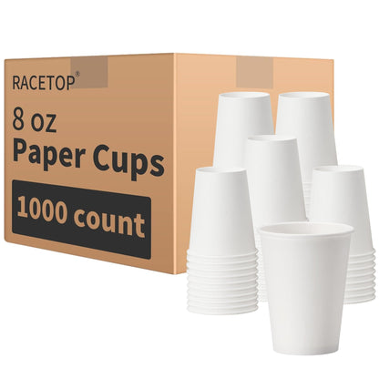 RACETOP 8 oz 500 Pack Disposable Paper Coffee Cups
