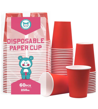60Pcs 8oz Disposable Paper Cups For Party Picnic BBQ(Light purple)