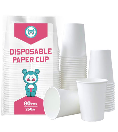 60Pcs 8oz Disposable Paper Cups For Party Picnic BBQ(Light purple)