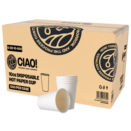 CIAO! 8oz White Paper Hot Cup, Disposable, 80mm Diameter 1,000 Count