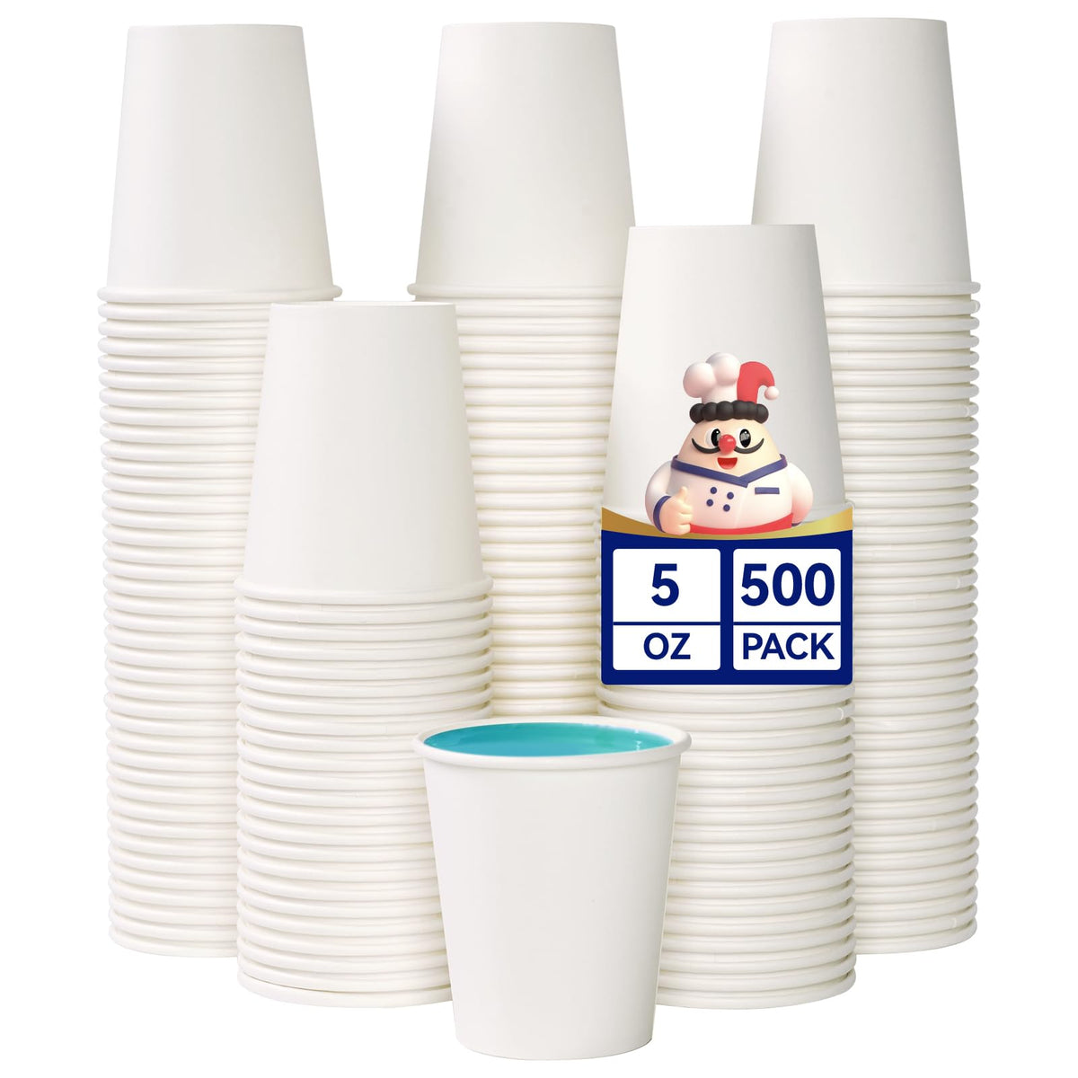 JOLLY CHEF 8 oz Paper Coffee Cups, White Beverages 400 Pack Drinking Cups