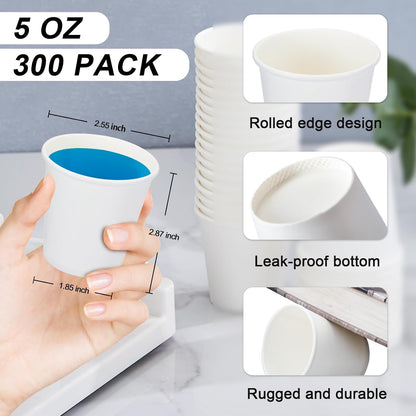 SIUQ 300 Pack 5 oz Paper Cups, Disposable Small Bathroom Mouthwash Cups