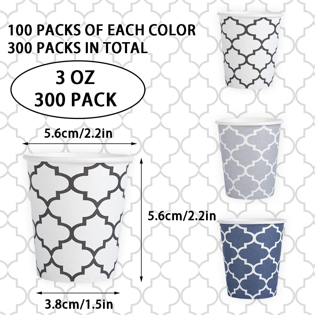 Clawsoff 300 Pack 3 oz Paper Cups Small Disposable Mouthwash Bathroom Cups