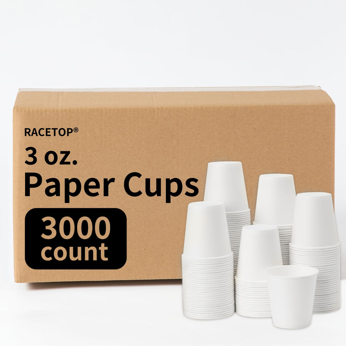 RACETOP 8 oz 1000 Pack Disposable Paper Coffee Cups, Ideal for Party, Home