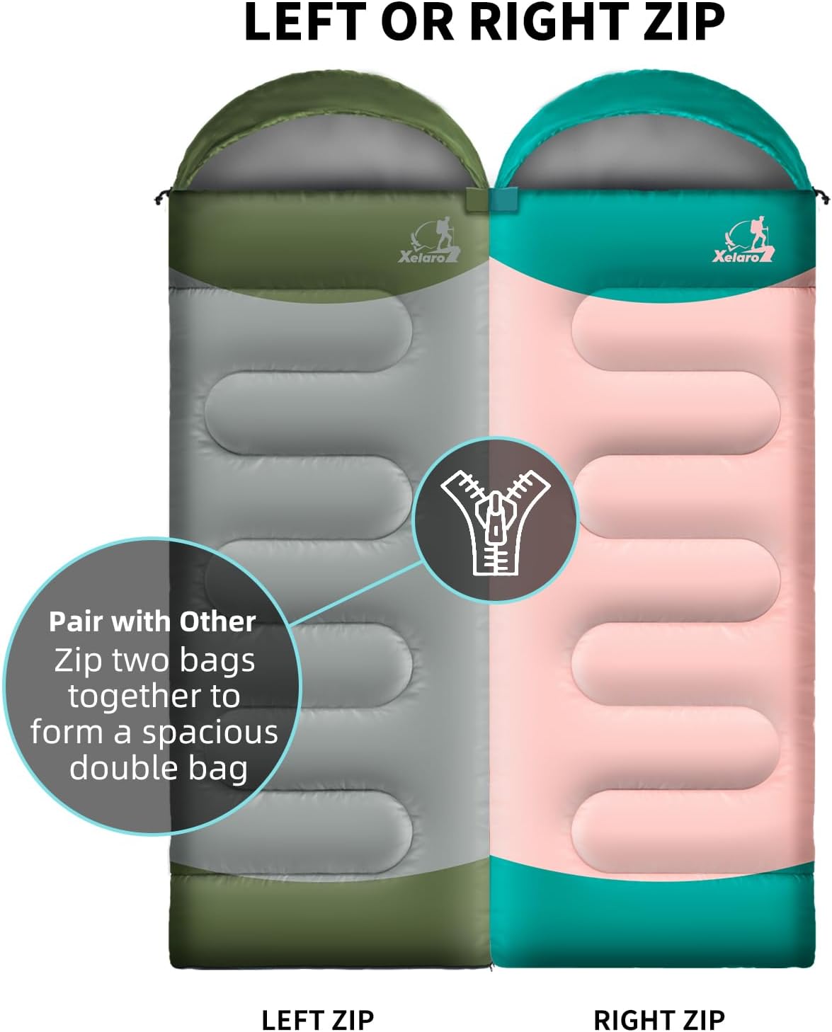Sleeping Bags for Adults Kids - 3 Season Cold&Warm Weather Waterproof Camping Sleeping Bag - Lightweight Sleeping Bags for Camping Hiking Outdoor Travel