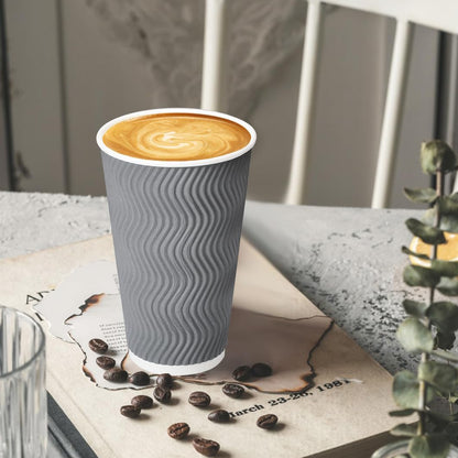 BYSNOW 100 Pack 16 oz Paper Coffee Cups with Lids Disposable for Hot Drink