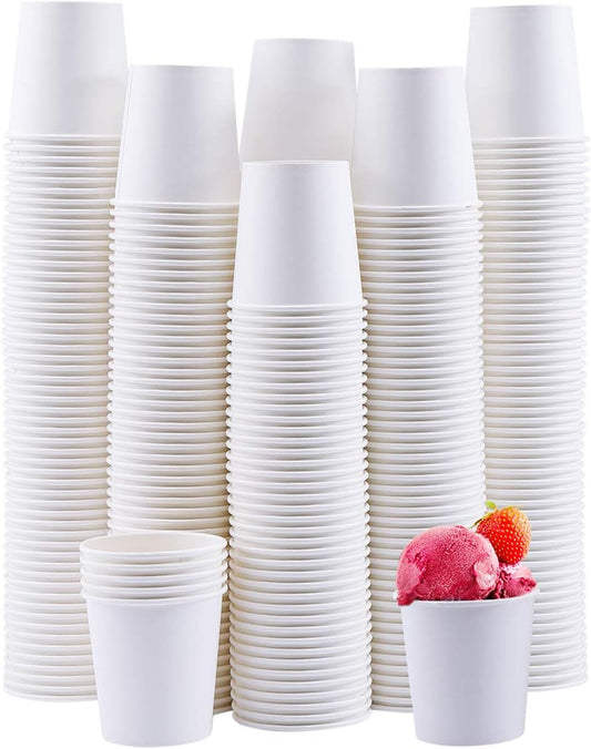 Turbo Bee 4 oz Paper Cups 300 Pack, Disposable Espresso Shot Cups, Small Coffee Tasting Cups, White Mini Paper Cups for Drink Samples, Espresso, Tea, Snacks, Office and Events