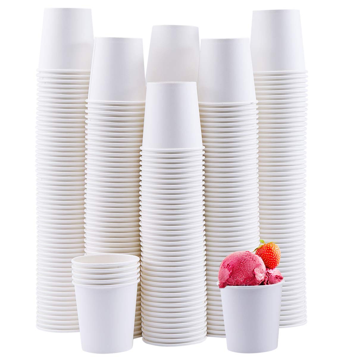 Turbo Bee 4 oz Paper Cups 300 Pack, Disposable Espresso Shot Cups, Small Coffee Tasting Cups, White Mini Paper Cups for Drink Samples, Espresso, Tea, Snacks, Office and Events