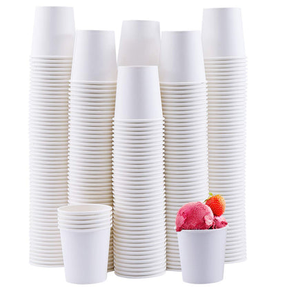 Turbo Bee 4 oz Paper Cups 300 Pack, Disposable Espresso Shot Cups, Small Coffee Tasting Cups, White Mini Paper Cups for Drink Samples, Espresso, Tea, Snacks, Office and Events