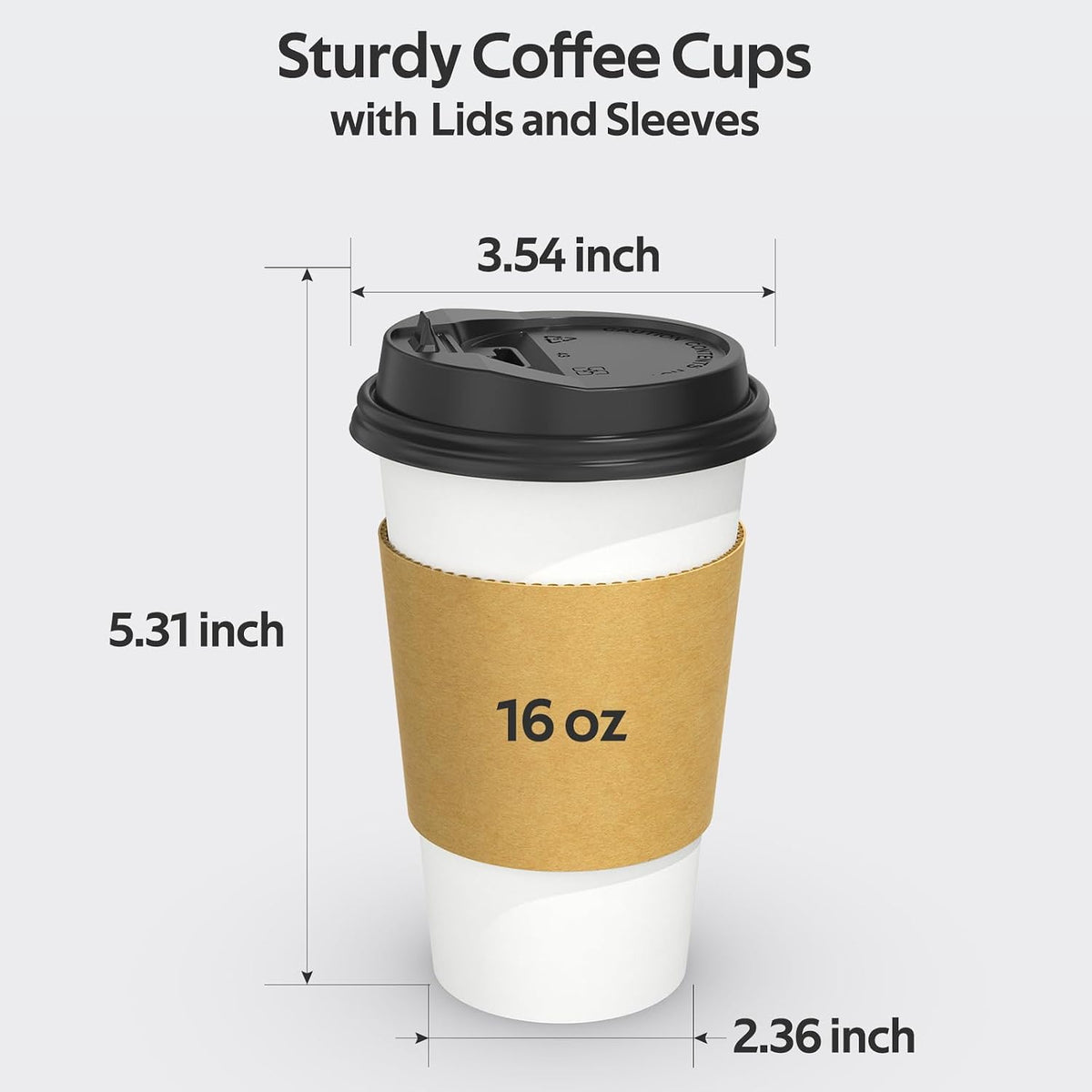 Dealusy 100 Pack 16 oz Disposable Coffee Cups with Lids and Sleeves