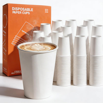 MOUMOULIFE Disposable Paper Coffee Cups 12 oz 300 Count Hot Paper Cups