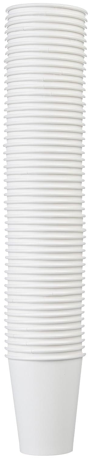 Amazon Basics Disposable Paper Cups for Hot and Cold Beverages, 12 ounces, White, 1000 Count