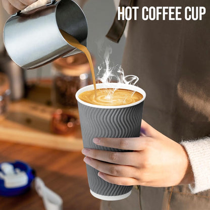 BYSNOW 100 Pack 16 oz Paper Coffee Cups with Lids Disposable for Hot Drink