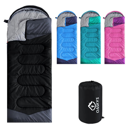 oaskys Camping Sleeping Bag - 3 Season Warm & Cool Weather - Summer Spring Fall Lightweight Waterproof for Adults Kids - Camping Essentials Gear Accessories Hiking Sleep Must Haves