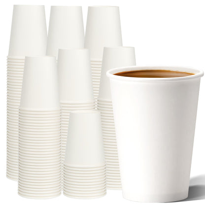 METAPRINT 300 Pack 12 oz Disposable Paper Coffee Cups, White
