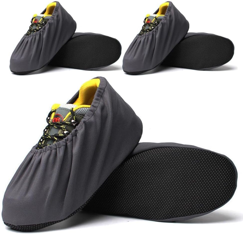 Linwnil [3-Pairs] Premium Shoe Covers Washable Reusable Non Slip Work Boot Overshoes for Contractors,Durable Heavy, Large