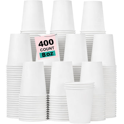 12 oz 100 Pack Disposable Coffee Cups, Bulk White Disposable Paper Cups, Coffee Cups for Hot Tea, Chocolate and Cold Drinks