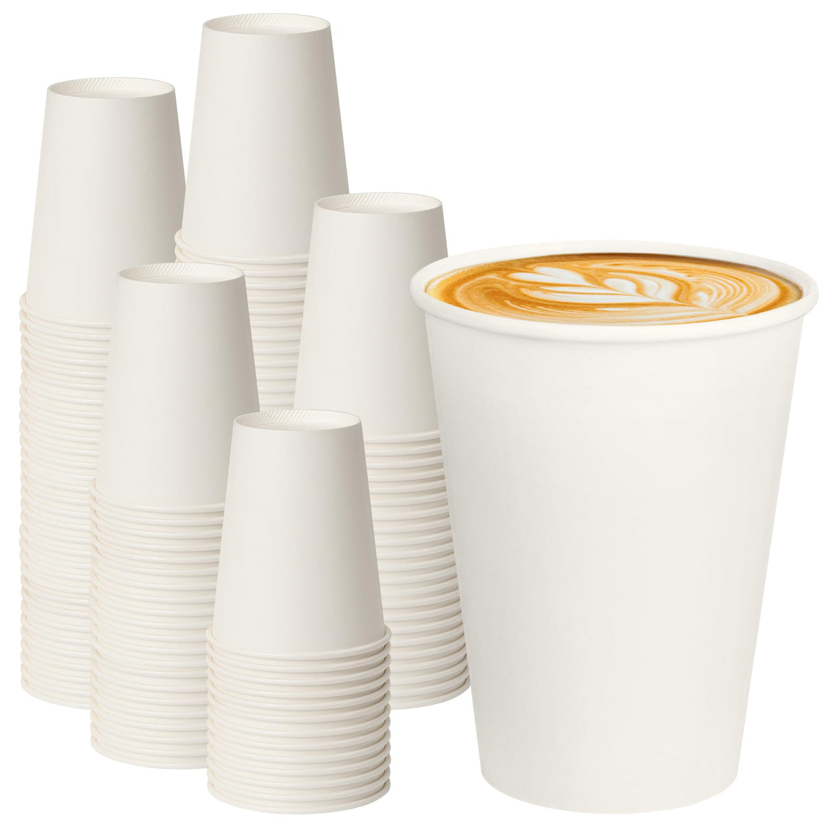 200 Pack 8oz Kraft Coffee Cups, Brown Kraft Disposable Paper Coffee Cups, Hot Coffee Cups & Cold Coffee Cups, Food-Safe Kraft Paper Cups, Heavy-Duty Disposable Paper Cups for Coffee, Tea, Cocoa, Water