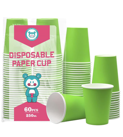 60Pcs 8oz Disposable Paper Cups For Party Picnic BBQ(Light purple)