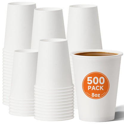METAPRINT 100 Pack 12 oz Disposable Coffee Cups with Lids and Sleeves,White