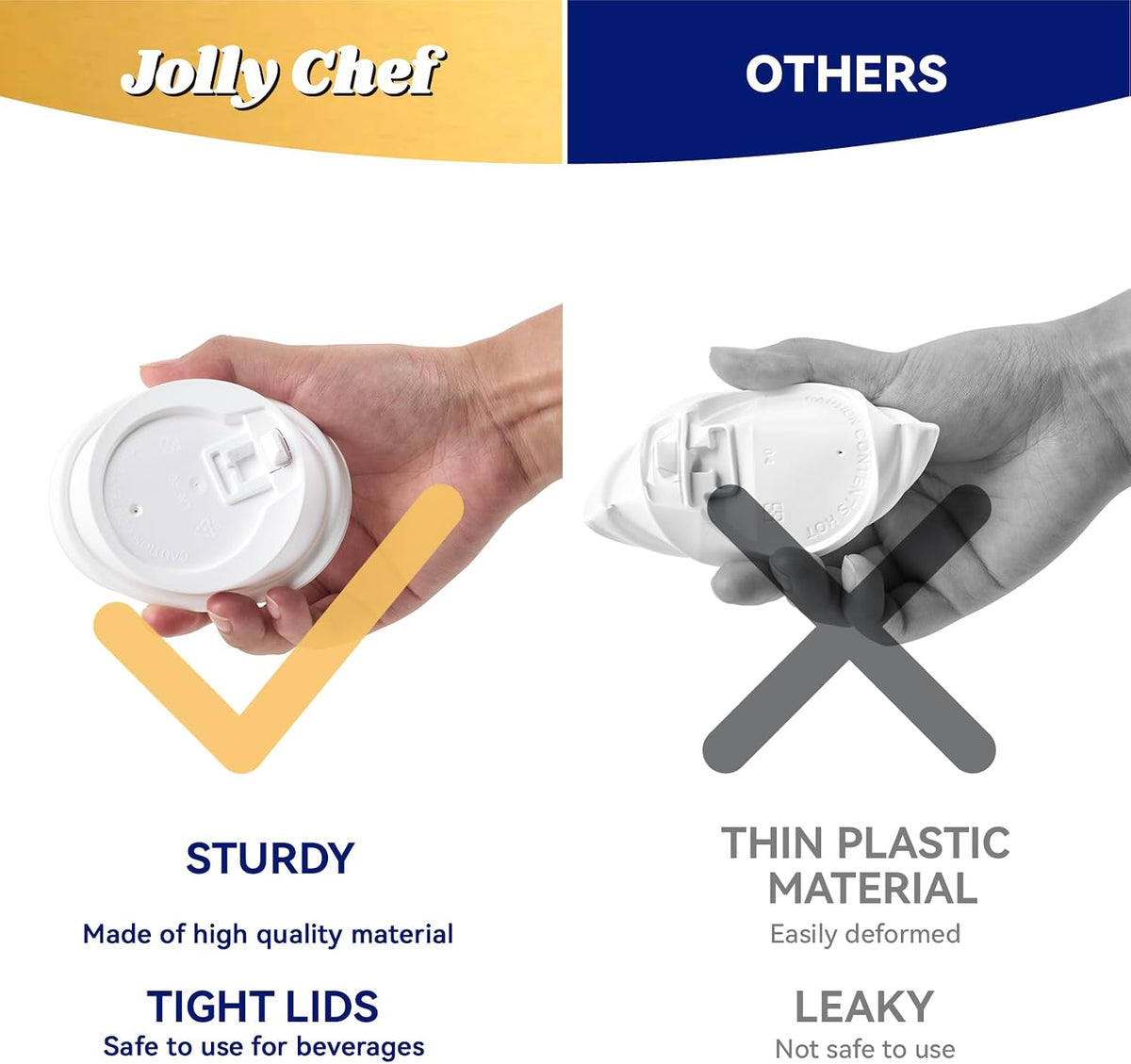JOLLY CHEF 16 oz Paper Coffee Cups with Lids 100 Pack Disposable Hot Cups