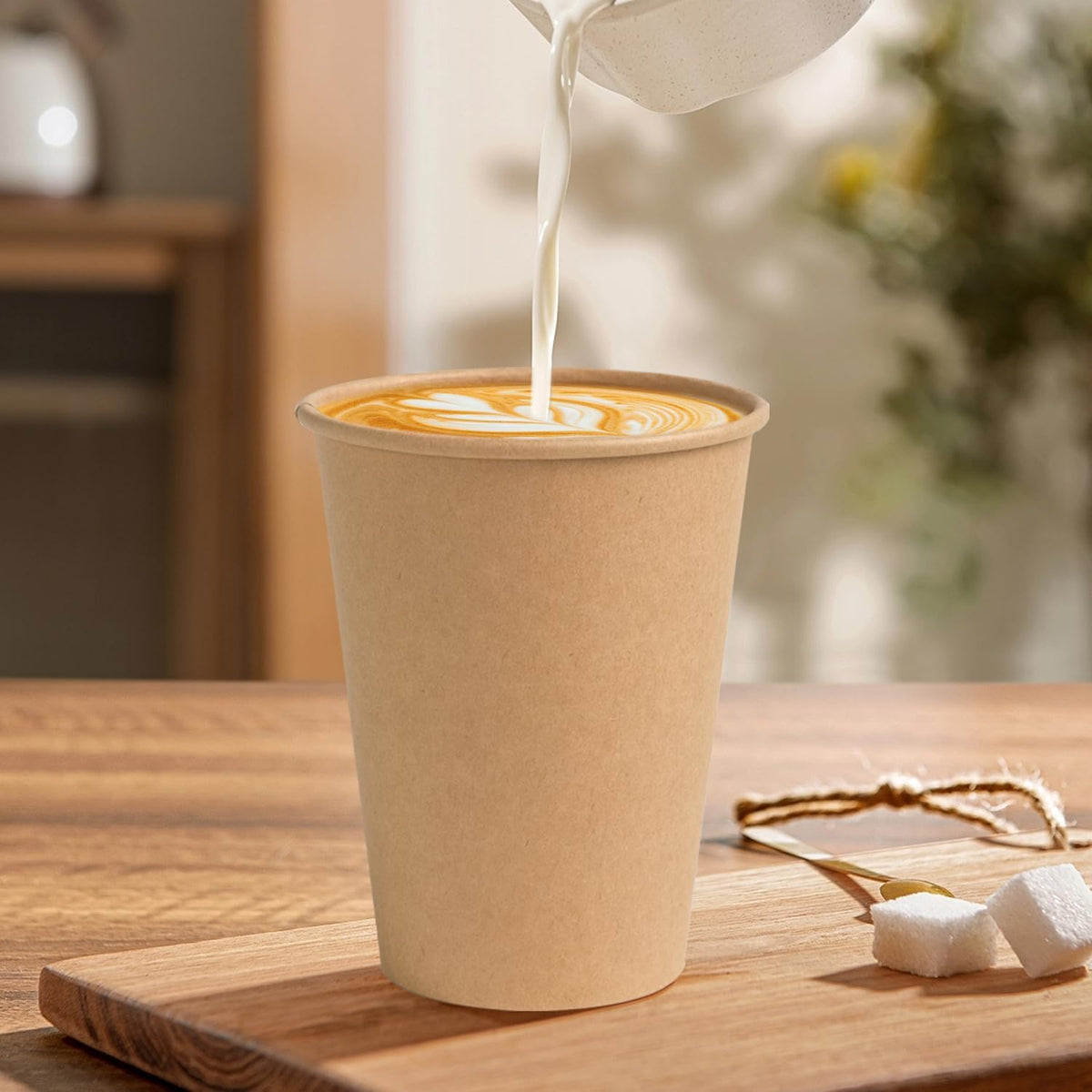 BYSNOW 300 Pack 12 oz Kraft Paper Cups, Disposable Coffee Hot Water Cups