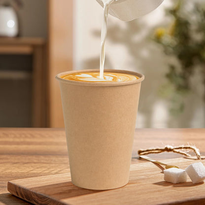 BYSNOW 300 Pack 12 oz Kraft Paper Cups, Disposable Coffee Hot Water Cups