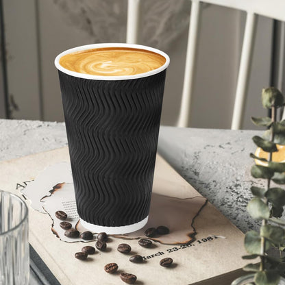 BYSNOW 100 Pack 16 oz Coffee Cups with Lids Disposable To Go Paper Cups