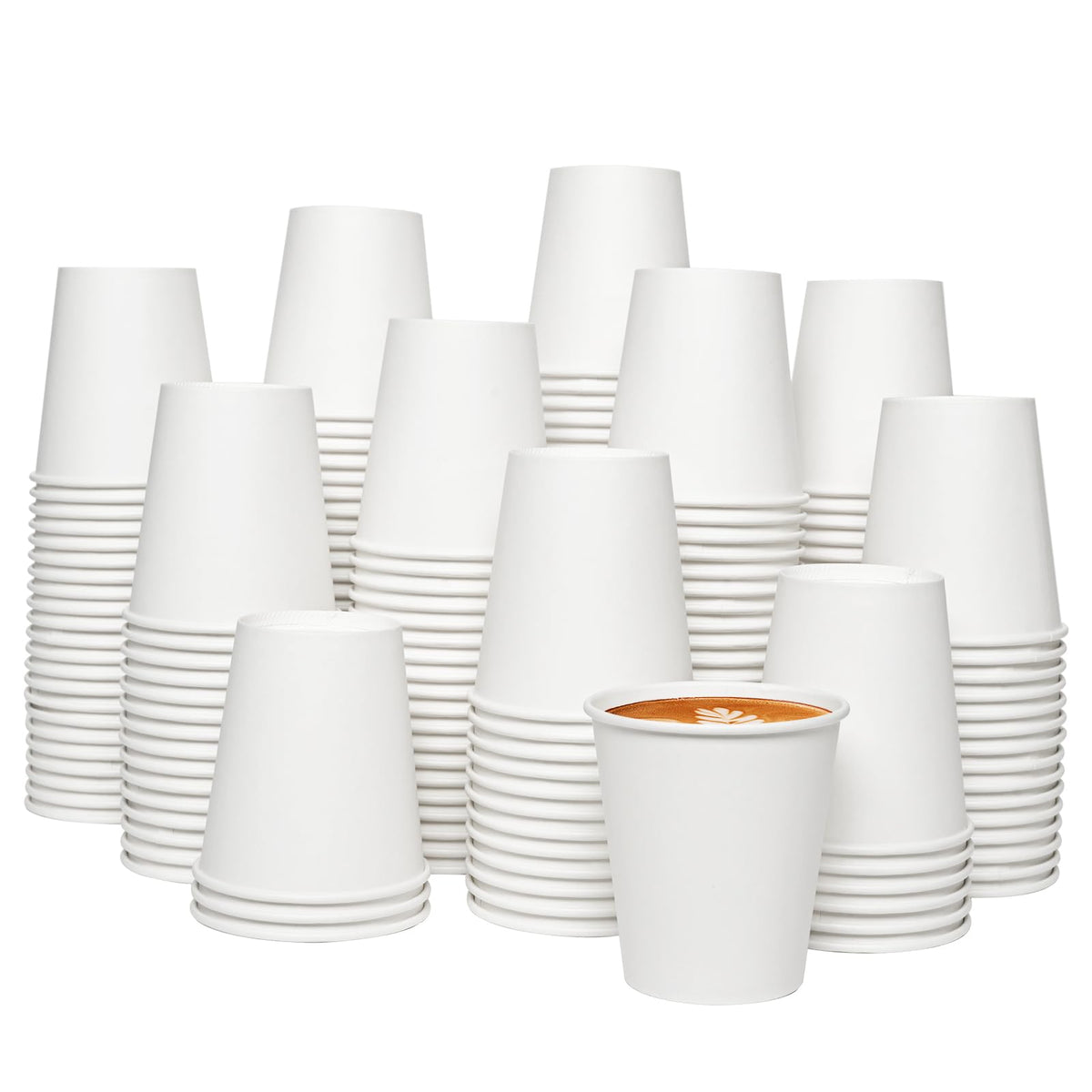 JOLLY CHEF 300 Pack Disposable Paper Coffee Cups 12 oz White Hot Paper Cups