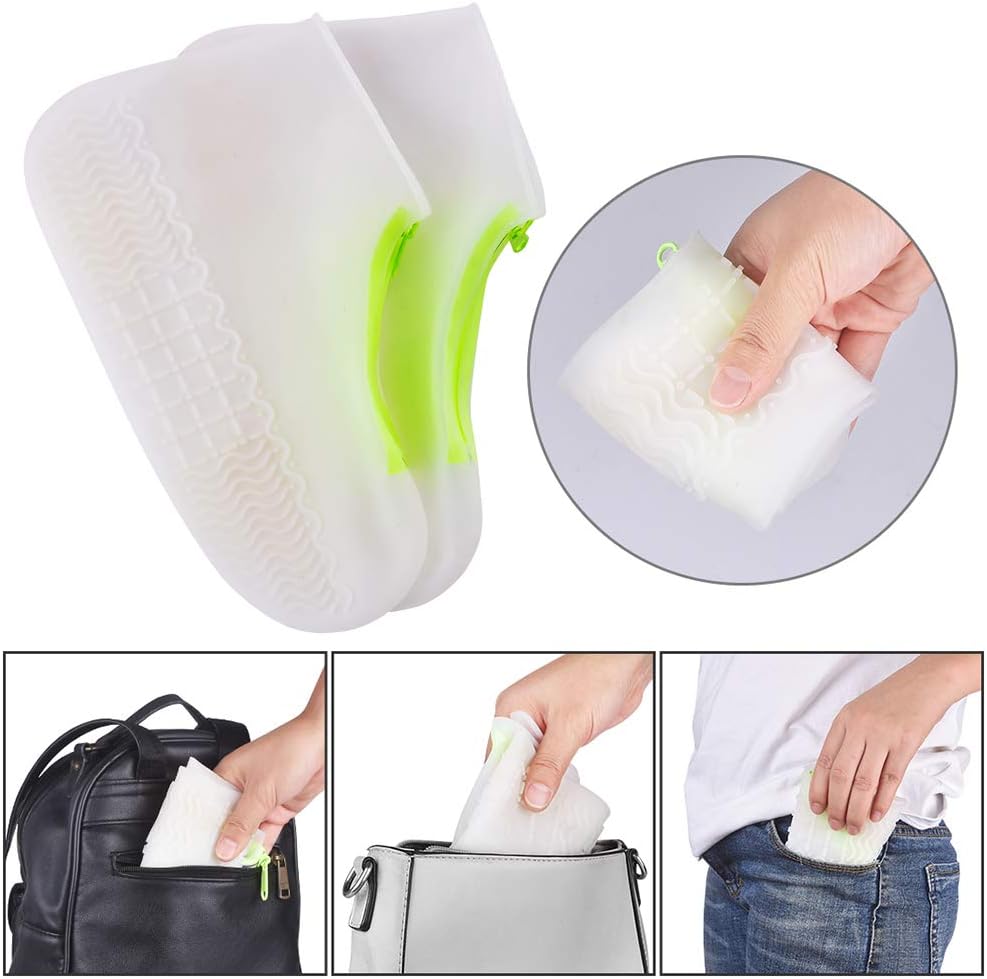 Shoe Covers Waterproof Reusable Foldable Not-Slip Rain Shoe Covers with Zipper,Shoe Protectors Overshoes Rain Galoshes for Kids Men and Women
