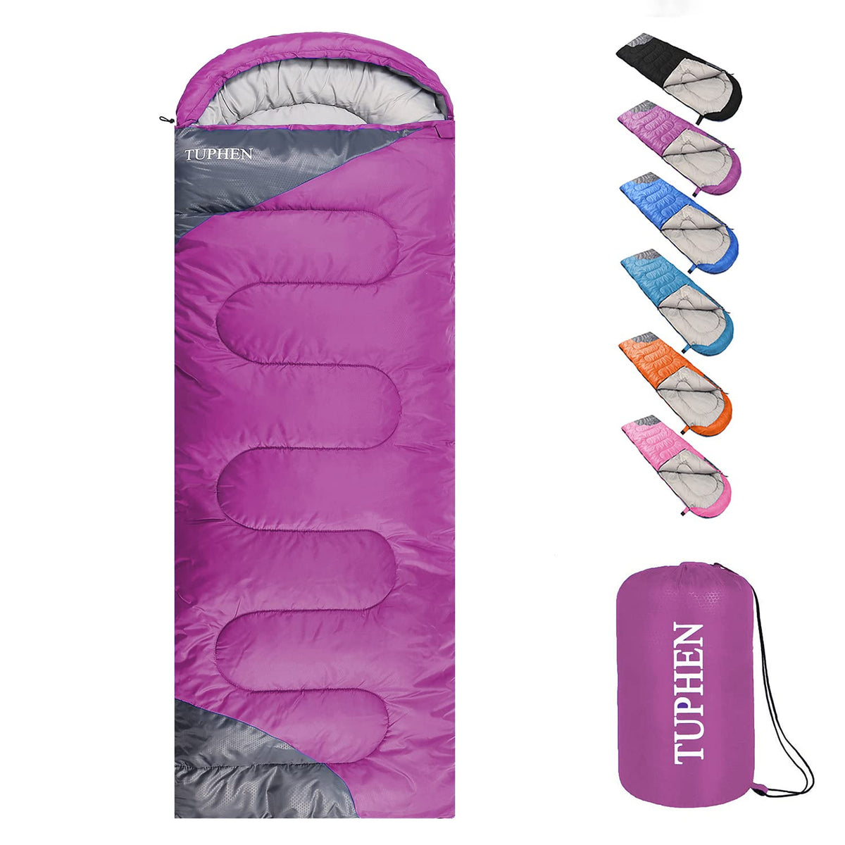tuphen- Sleeping Bags for Adults Kids Boys Girls Backpacking Hiking Camping Microfiber Liner, Cold Warm Weather 4 Seasons Indoor Outdoor Use, Lightweight & Waterproof