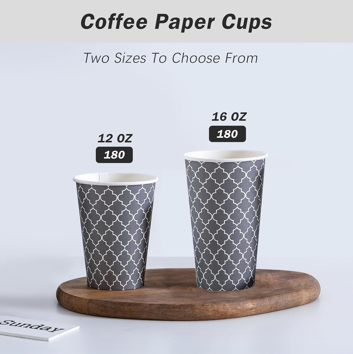 Lamosi Coffee Cups 12 oz 180 Pack, Disposable Paper Coffee Cups, Hot Cups