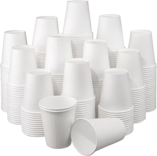 RAZCC 12 oz Paper Cups, 300 Pack 12oz Disposable Paper Coffee Cups, Coffee Cups 12 oz for Cold and Hot Drinks, White Paper Drinking Cups for Parties, Picnic, Cafes, Bistros and Events