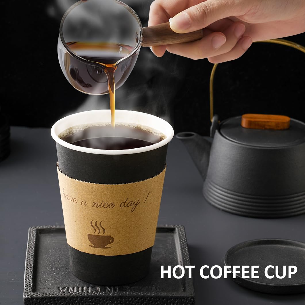 BYSNOW 100 pack 12 oz Disposable Coffee Cups with Lids Thickened Hot Cups