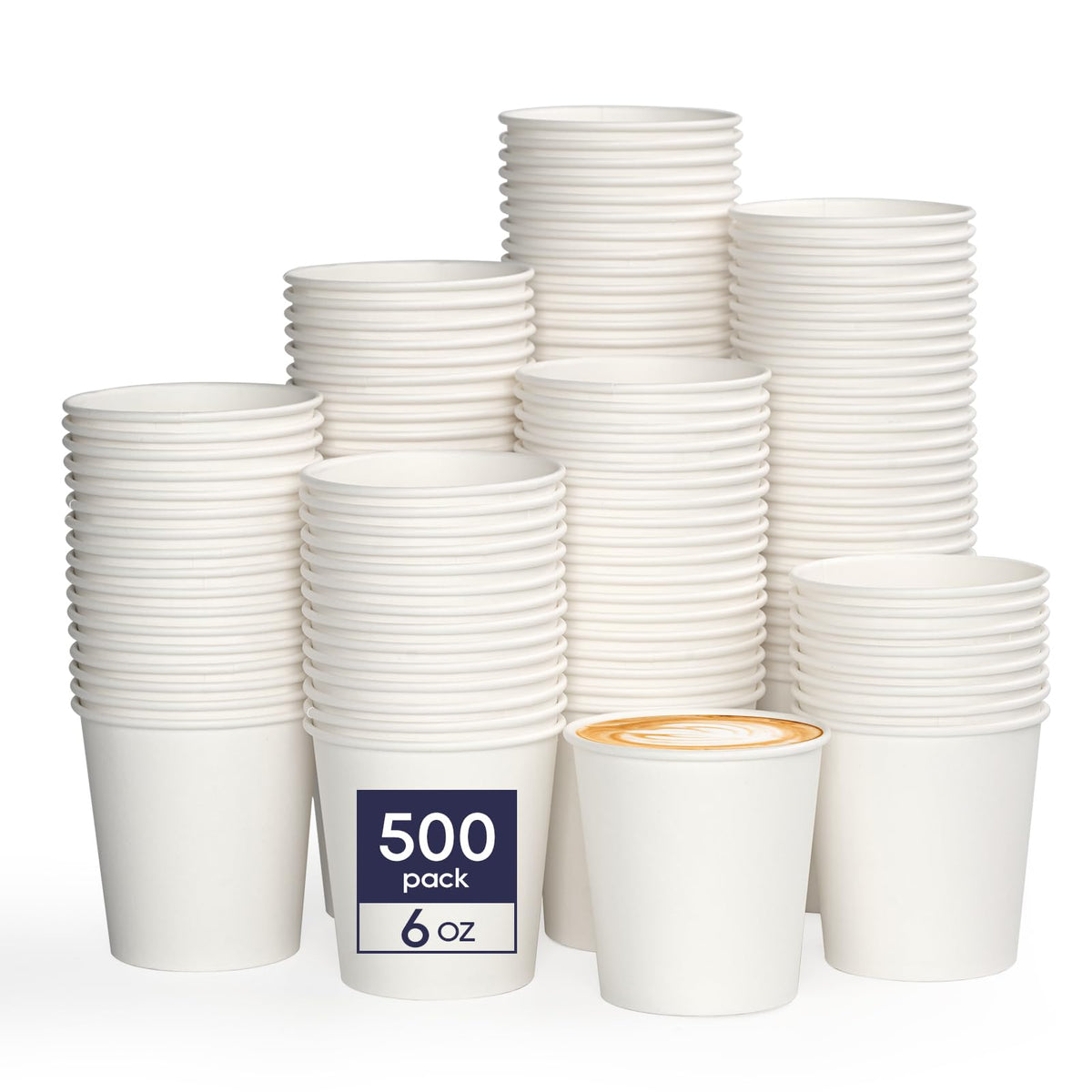 LITOPAK 300 Count 6 oz Paper Cups, Disposable White Paper Coffee Cups