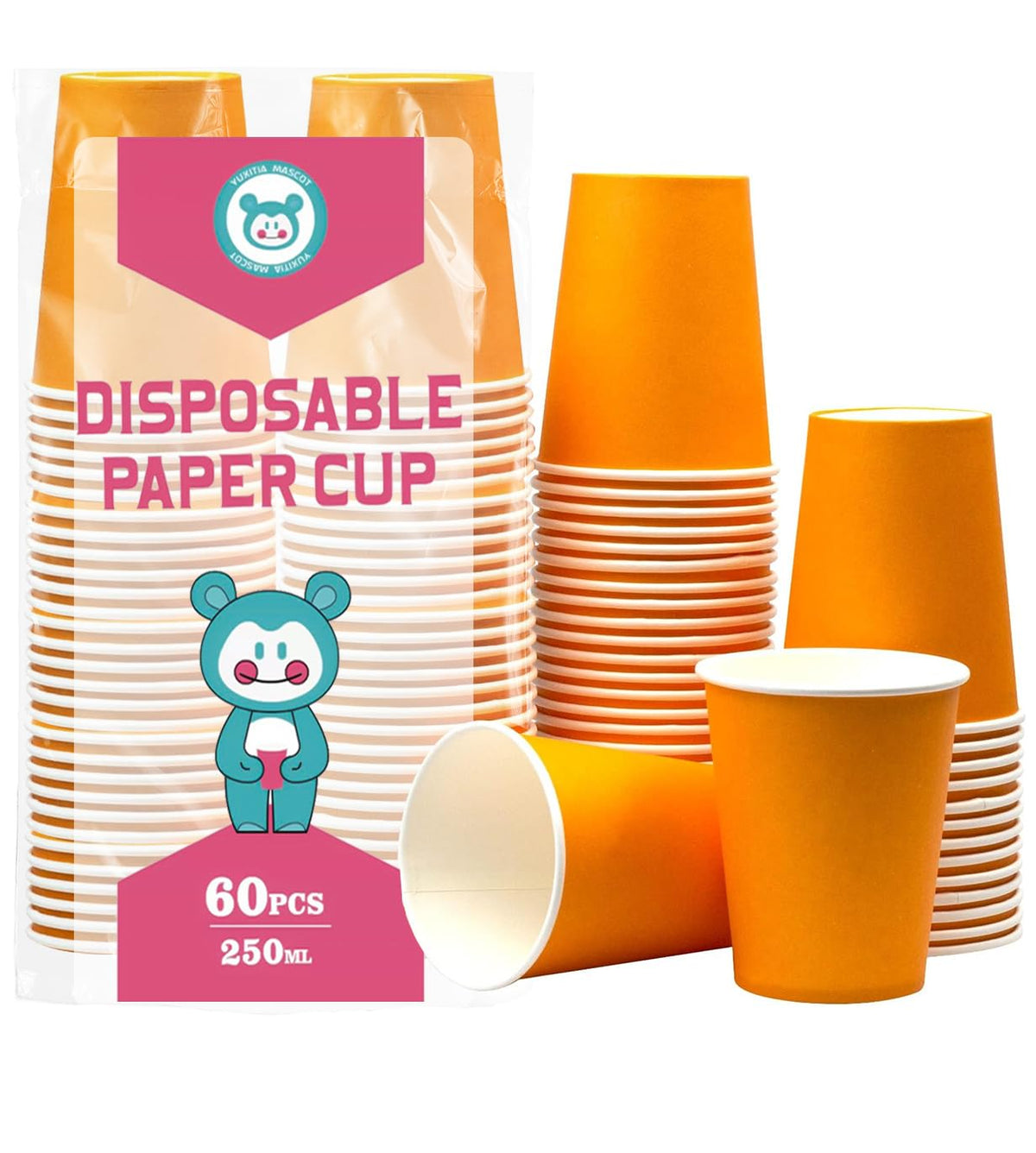 60Pcs 8oz Disposable Paper Cups For Party Picnic BBQ(Light purple)