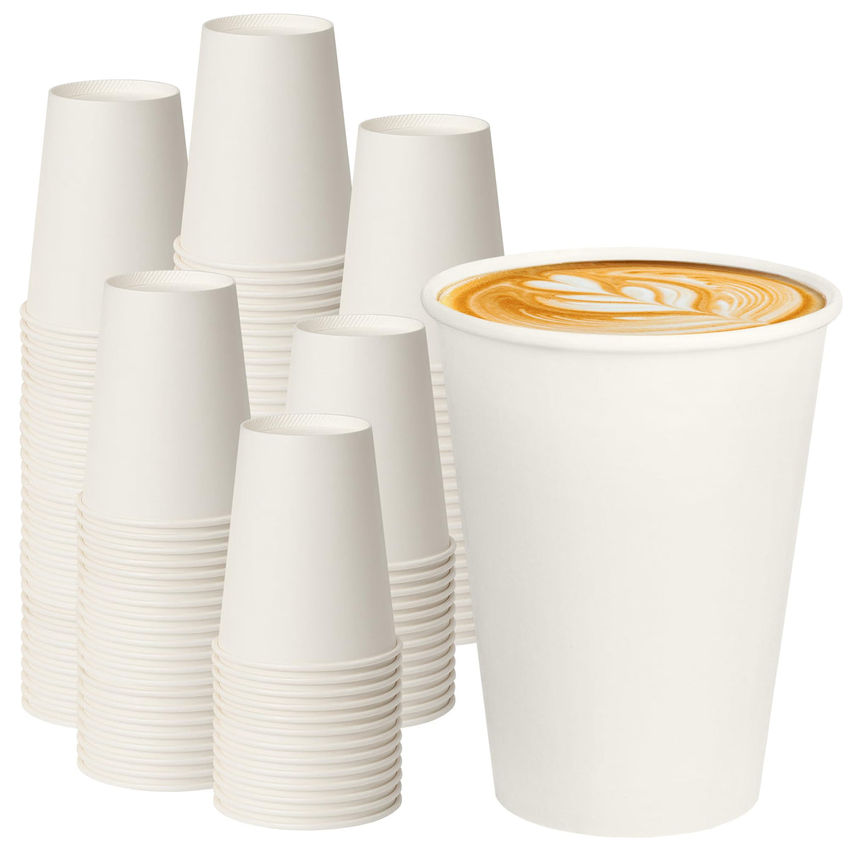 200 Pack 8oz Kraft Coffee Cups, Brown Kraft Disposable Paper Coffee Cups, Hot Coffee Cups & Cold Coffee Cups, Food-Safe Kraft Paper Cups, Heavy-Duty Disposable Paper Cups for Coffee, Tea, Cocoa, Water