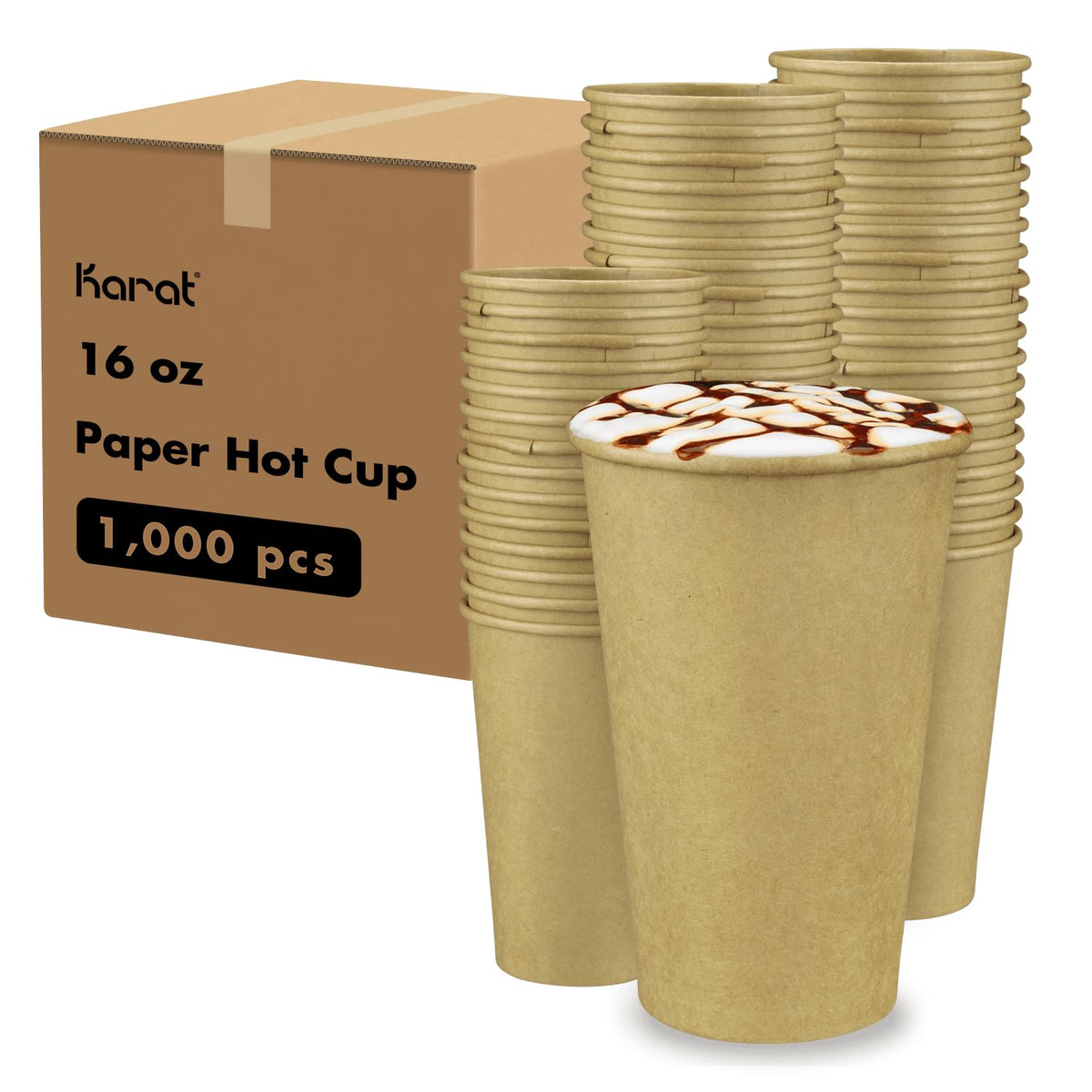 Karat [10oz - 1,000ct Coffee Cups, Paper Hot Cups, 90mm Diameter