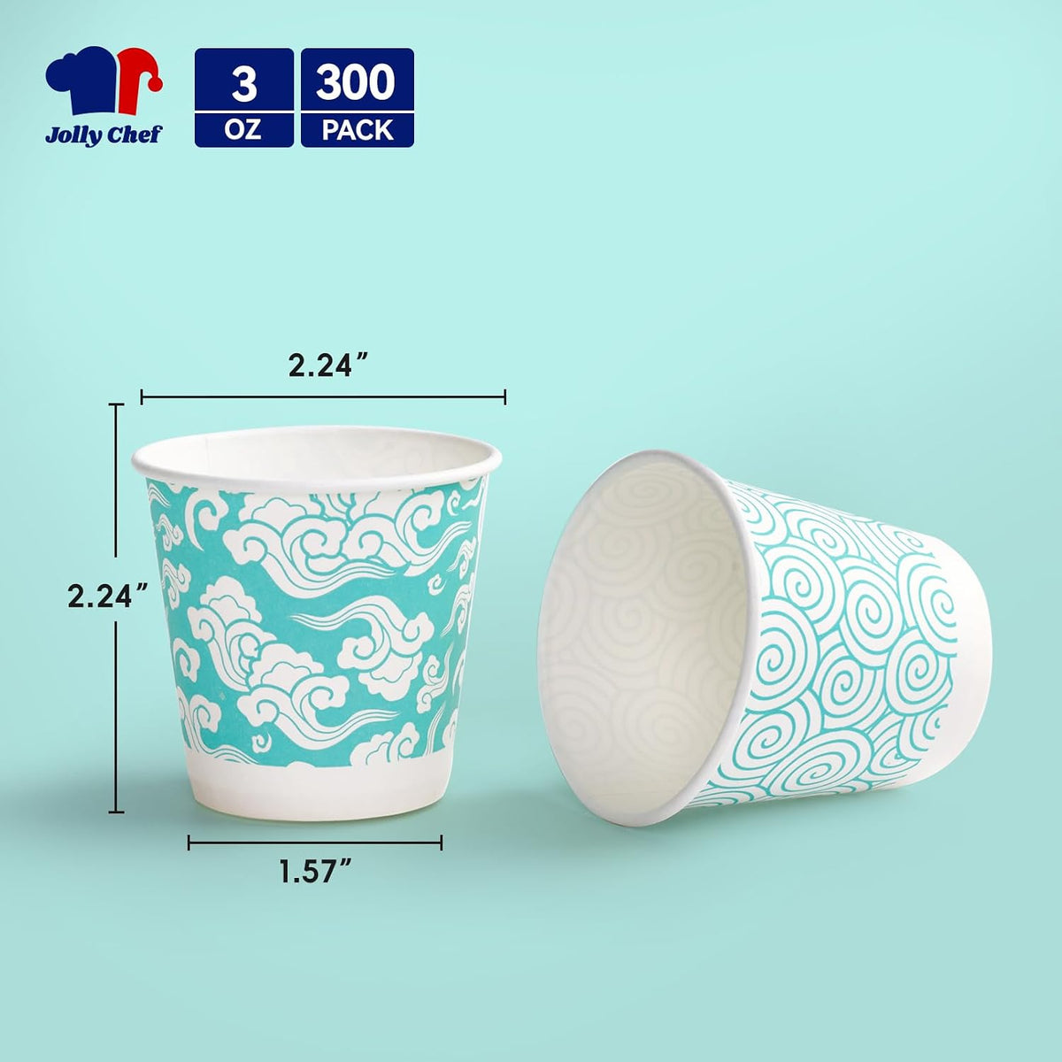 JOLLY CHEF 3 oz Disposable Bathroom Mouthwash Cups 300 Pack Paper Cups