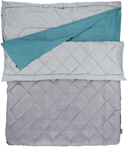 Coleman 45°F Double Sleeping Bag, XL Tandem Sleep Sack with Big & Tall Design, Zips Apart into 2 Sleeping Bags, Machine Washable