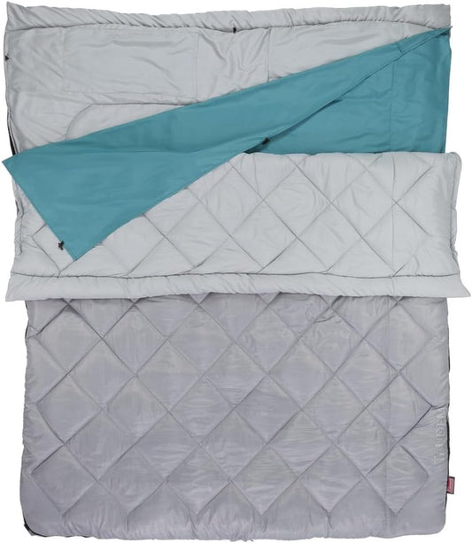 Coleman 45°F Double Sleeping Bag, XL Tandem Sleep Sack with Big & Tall Design, Zips Apart into 2 Sleeping Bags, Machine Washable