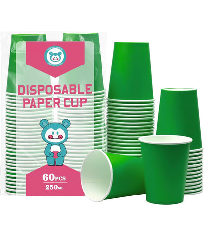 60Pcs 8oz Disposable Paper Cups For Party Picnic BBQ(Light purple)