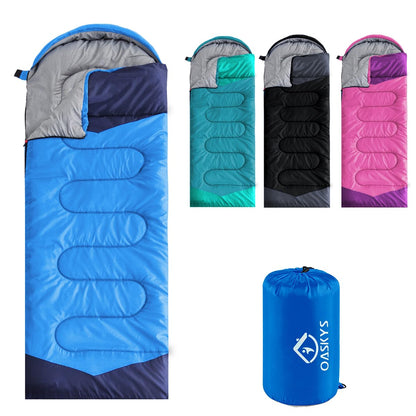 oaskys Camping Sleeping Bag - 3 Season Warm & Cool Weather - Summer Spring Fall Lightweight Waterproof for Adults Kids - Camping Essentials Gear Accessories Hiking Sleep Must Haves